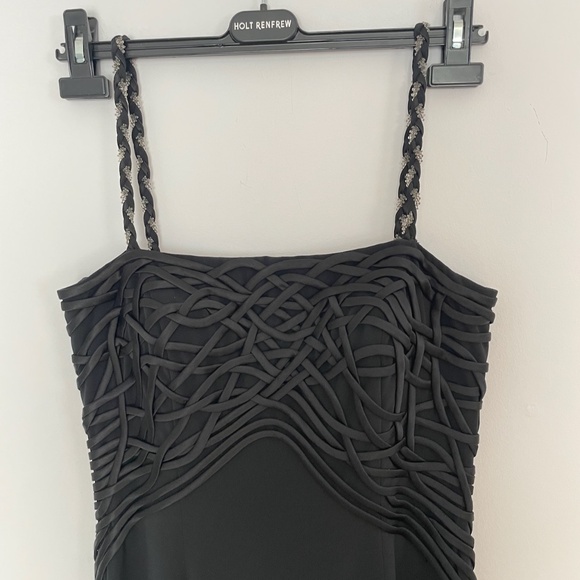 NWOT Designer Cocktail/Party Black Women's Dress with Beaded Straps Fringes - Picture 1 of 15